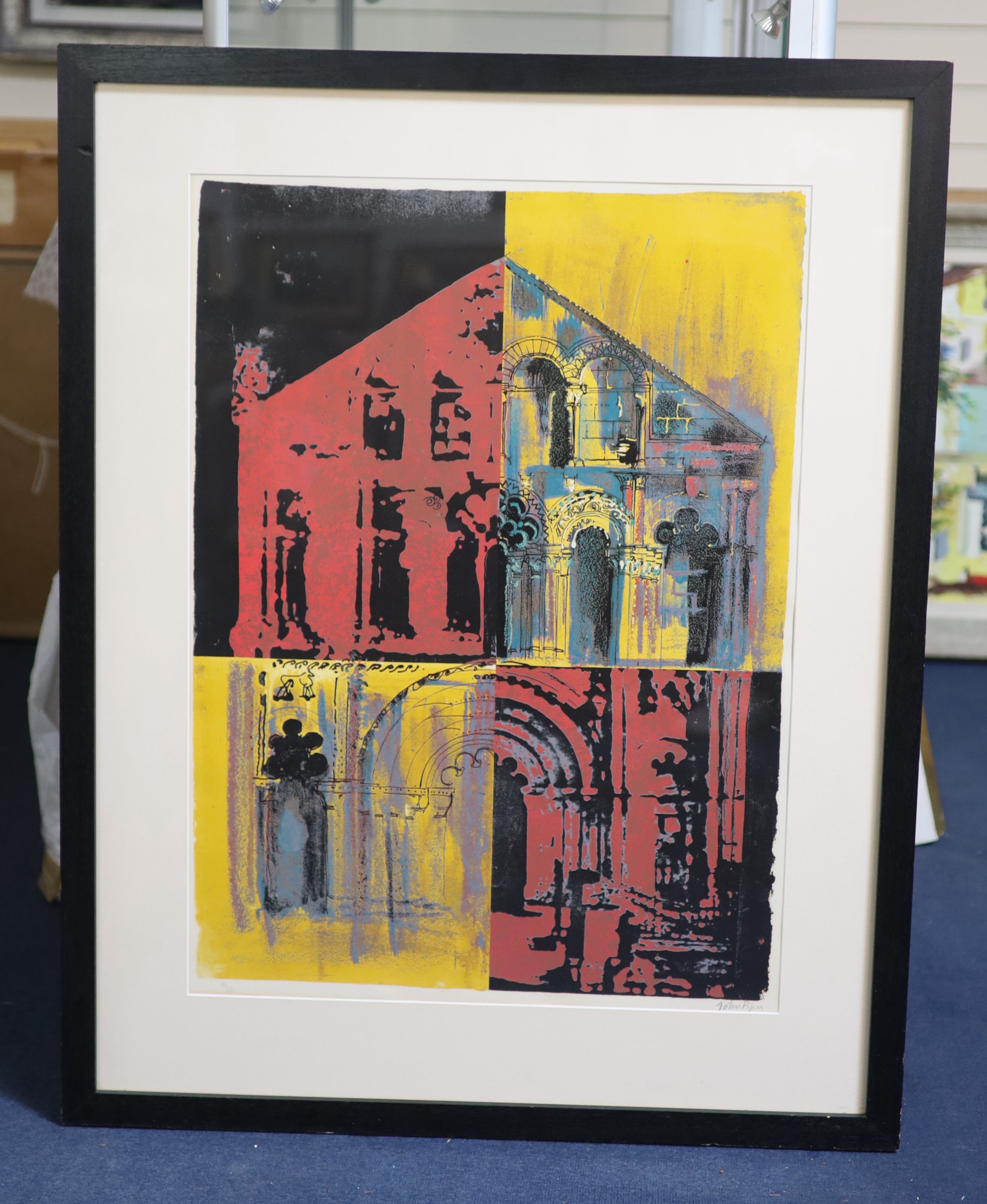 John Piper (1903-1992), Petit Palais, pink and yellow (Levinson 214), Screenprint, 80 x 58 cm.